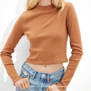 American Eagle brown mock neck long sleeve